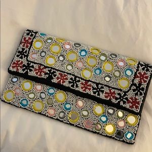 Ecote beaded and mirrored clutch